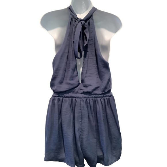 L’ATISTE BLUE LOW CUT CHOKER NECK TIE ROMPER SIZE S - Picture 4 of 8
